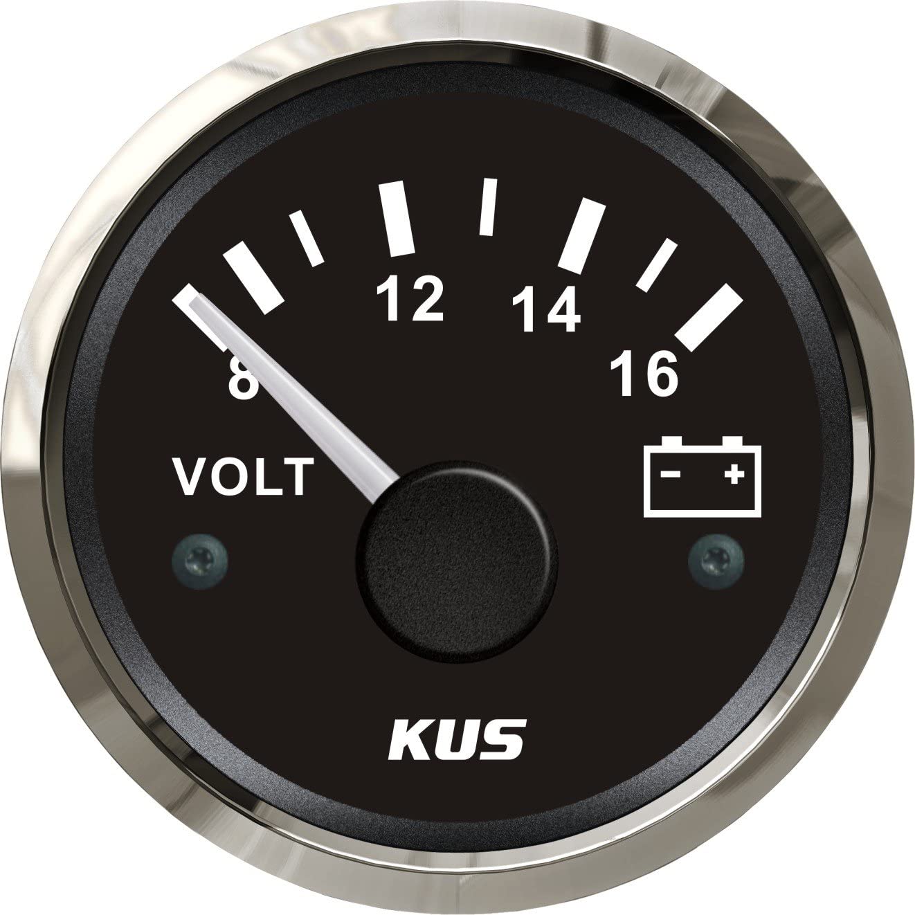 KUS Waterproof Voltmeter Voltage Gauge 12V / 8-16V 52MM (2 ") Mit Hintergrundbeleuchtung (Schwarz) von KUS