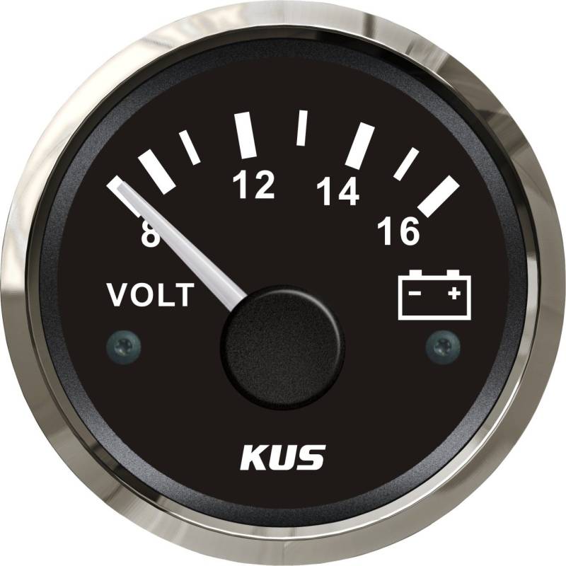 KUS Wasserdichtes Voltmeter, Spannungsmesser, 12 V/8 – 16 V, 52 mm, mit Hintergrundbeleuchtung von KUS USA