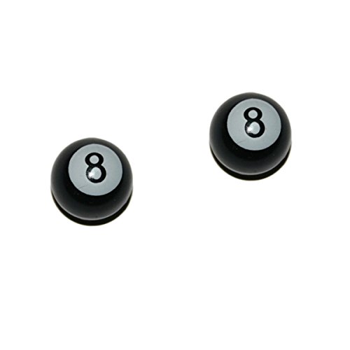 2er Set Ventilkappen - Eight Ball - in schwarz für Motorrad von KUSTOM66