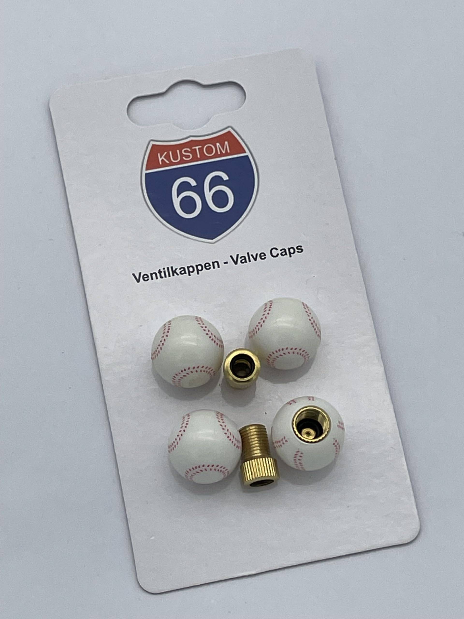 4er Set Ventilkappen + 2 Fahrradadapter -Baseball- für jedes Auto, Motorrad und Fahrrad geeignet 4er Set Ventilkappen + 2 Fahrradadapter -Baseball- für jedes Auto, Motorrad und Fahrrad geeignet von KUSTOM66