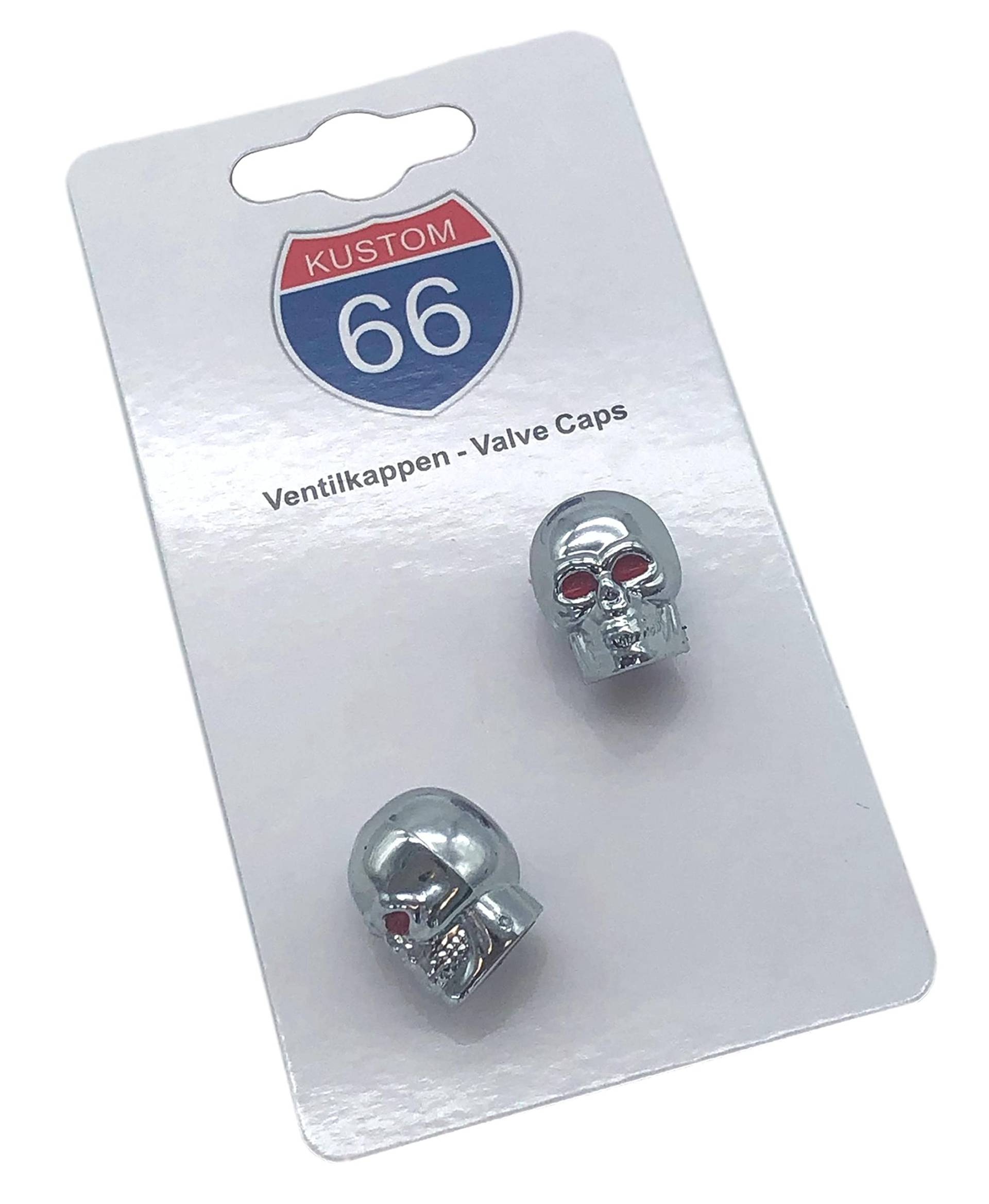 2er Set Ventilkappen - Skull v2 - in Silber für Motorrad 2er Set Ventilkappen - Skull v2 - in Silber für Motorrad von KUSTOM66