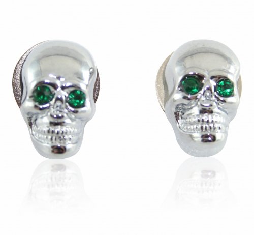 KUSTOM66 2er Set Totenkopfschrauben mit grünen Augen 25 mm für Motorrad Kennzeichen KUSTOM66 2er Set Totenkopfschrauben mit grünen Augen 25 mm für Motorrad Kennzeichen von KUSTOM66
