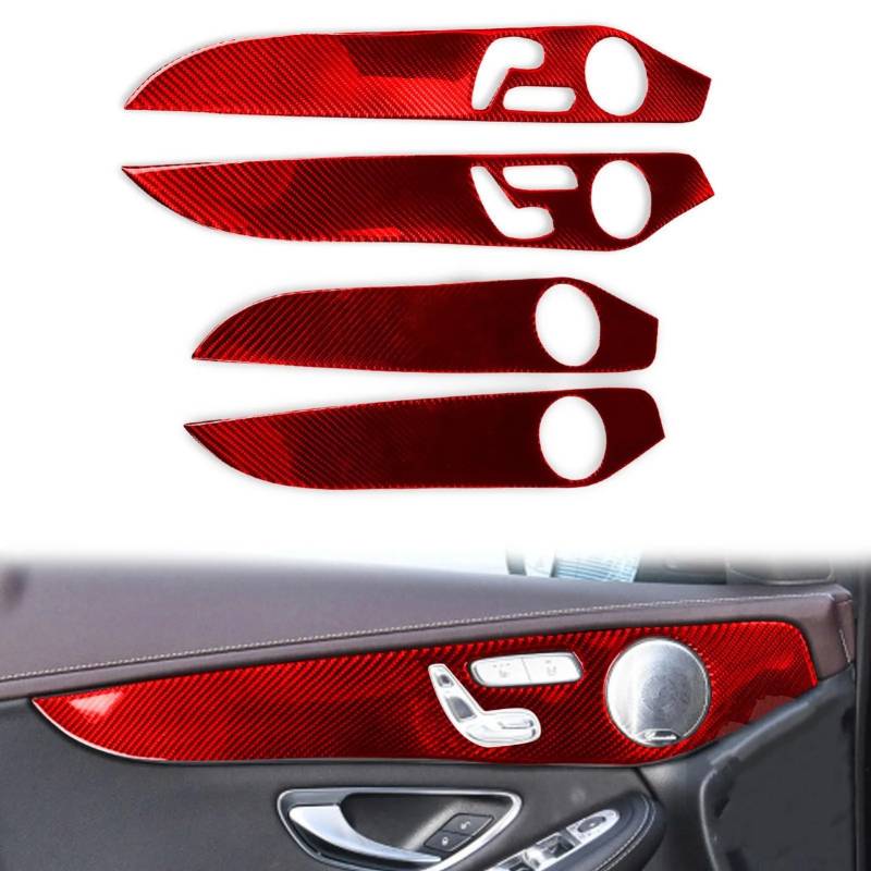 Auto Innendekoration 4Pcs Für Benz C Für GLC Klasse W205 2014 15 16 17 18 19 2020 Auto Zubehör Weichen Kohlenstoff Faser Innen Tür Dekoration Panel Abdeckung Borte Interieur Dekor(AD) von KUVIEZ