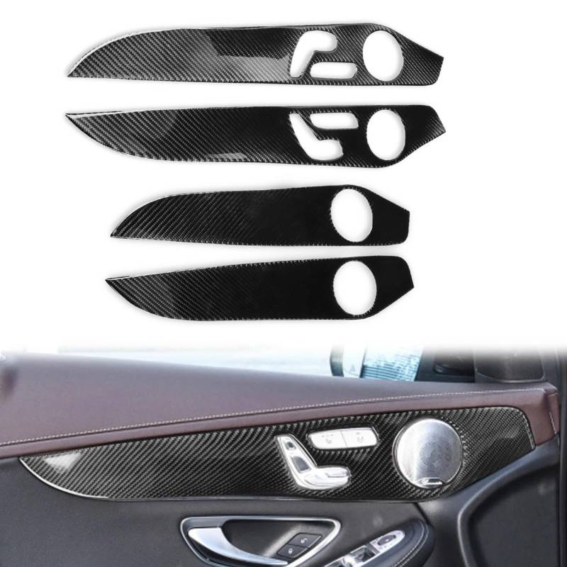 Auto Innendekoration 4Pcs Für Benz C Für GLC Klasse W205 2014 15 16 17 18 19 2020 Auto Zubehör Weichen Kohlenstoff Faser Innen Tür Dekoration Panel Abdeckung Borte Interieur Dekor(AF) von KUVIEZ