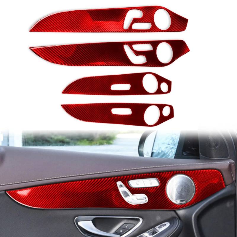 Auto Innendekoration 4Pcs Für Benz C Für GLC Klasse W205 2014 15 16 17 18 19 2020 Auto Zubehör Weichen Kohlenstoff Faser Innen Tür Dekoration Panel Abdeckung Borte Interieur Dekor(AS) von KUVIEZ