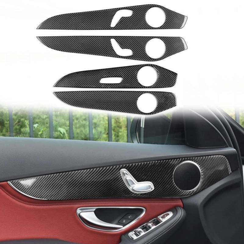 Auto Innendekoration 4Pcs Für Benz C Für GLC Klasse W205 2014 15 16 17 18 19 2020 Auto Zubehör Weichen Kohlenstoff Faser Innen Tür Dekoration Panel Abdeckung Borte Interieur Dekor(C) von KUVIEZ