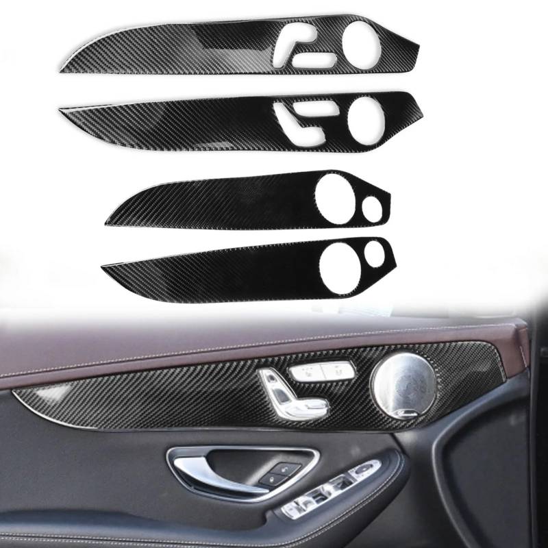 Auto Innendekoration 4Pcs Für Benz C Für GLC Klasse W205 2014 15 16 17 18 19 2020 Auto Zubehör Weichen Kohlenstoff Faser Innen Tür Dekoration Panel Abdeckung Borte Interieur Dekor(D) von KUVIEZ