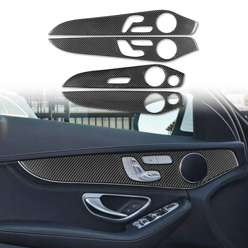 Auto Innendekoration 4Pcs Für Benz C Für GLC Klasse W205 2014 15 16 17 18 19 2020 Auto Zubehör Weichen Kohlenstoff Faser Innen Tür Dekoration Panel Abdeckung Borte Interieur Dekor(H) von KUVIEZ