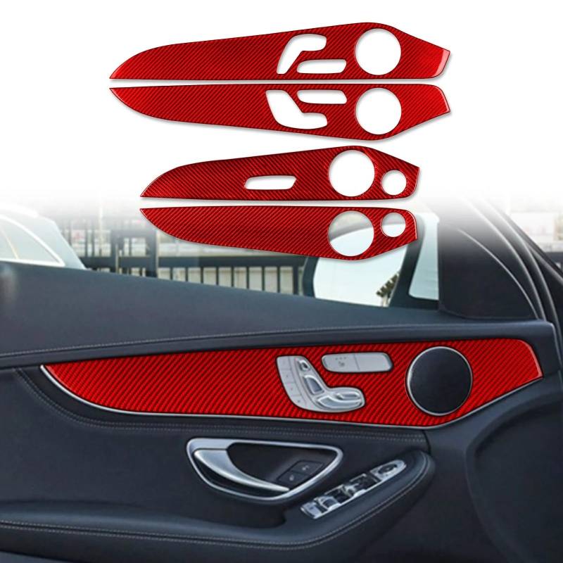 Auto Innendekoration 4Pcs Für Benz C Für GLC Klasse W205 2014 15 16 17 18 19 2020 Auto Zubehör Weichen Kohlenstoff Faser Innen Tür Dekoration Panel Abdeckung Borte Interieur Dekor(J) von KUVIEZ