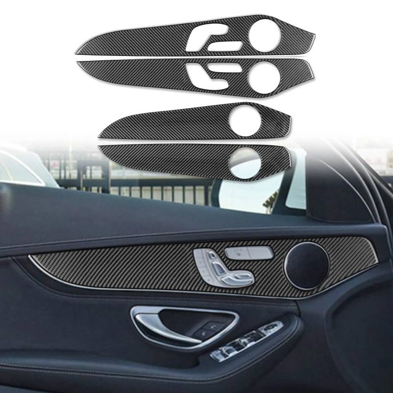 Auto Innendekoration 4Pcs Für Benz C Für GLC Klasse W205 2014 15 16 17 18 19 2020 Auto Zubehör Weichen Kohlenstoff Faser Innen Tür Dekoration Panel Abdeckung Borte Interieur Dekor(O) von KUVIEZ