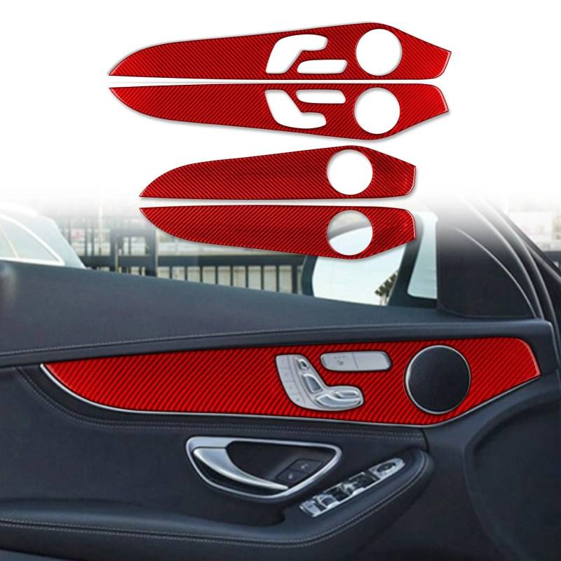 Auto Innendekoration 4Pcs Für Benz C Für GLC Klasse W205 2014 15 16 17 18 19 2020 Auto Zubehör Weichen Kohlenstoff Faser Innen Tür Dekoration Panel Abdeckung Borte Interieur Dekor(P) von KUVIEZ