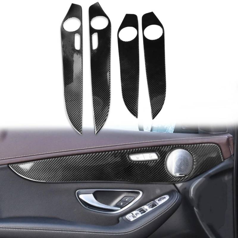 Auto Innendekoration 4Pcs Für Benz C Für GLC Klasse W205 2014 15 16 17 18 19 2020 Auto Zubehör Weichen Kohlenstoff Faser Innen Tür Dekoration Panel Abdeckung Borte Interieur Dekor(Q) von KUVIEZ