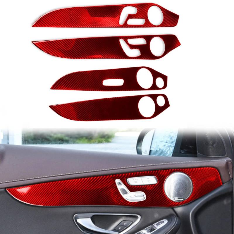 Auto Innendekoration 4Pcs Für Benz C Für GLC Klasse W205 2014 15 16 17 18 19 2020 Auto Zubehör Weichen Kohlenstoff Faser Innen Tür Dekoration Panel Abdeckung Borte Interieur Dekor(S) von KUVIEZ