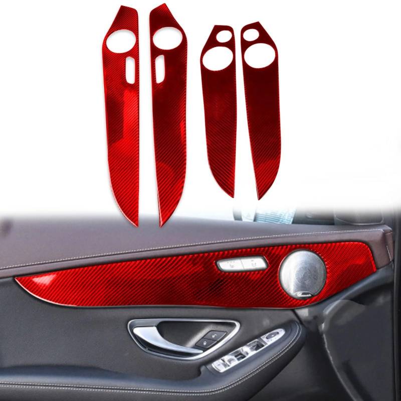 Auto Innendekoration 4Pcs Für Benz C Für GLC Klasse W205 2014 15 16 17 18 19 2020 Auto Zubehör Weichen Kohlenstoff Faser Innen Tür Dekoration Panel Abdeckung Borte Interieur Dekor(X) von KUVIEZ