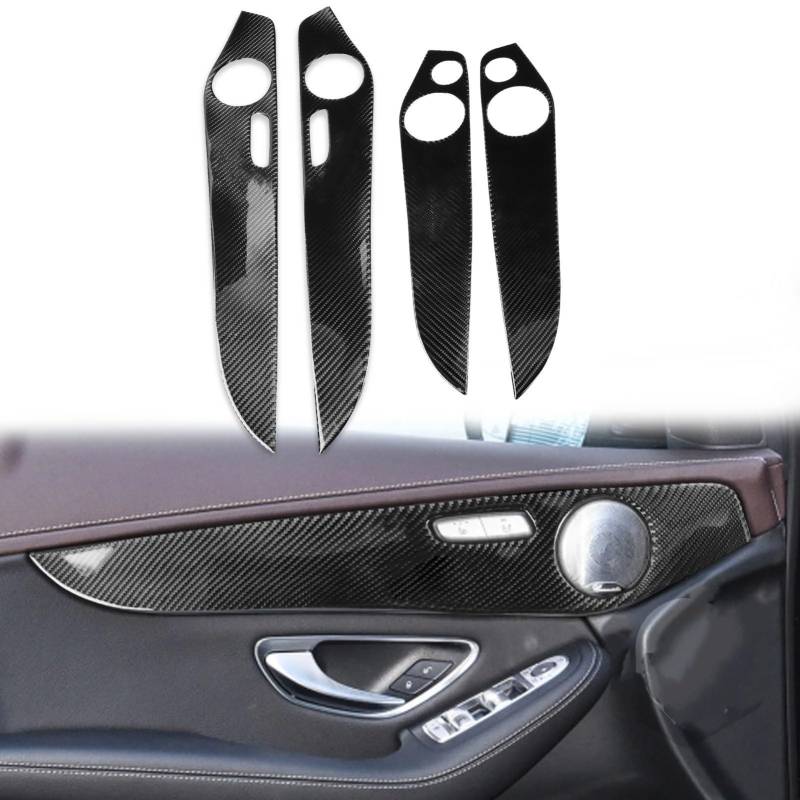Auto Innendekoration 4Pcs Für Benz C Für GLC Klasse W205 2014 15 16 17 18 19 2020 Auto Zubehör Weichen Kohlenstoff Faser Innen Tür Dekoration Panel Abdeckung Borte Interieur Dekor(Z) von KUVIEZ