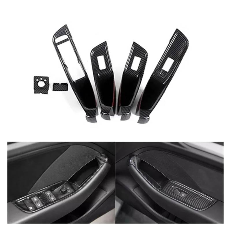 Auto Innendekoration Für A3 8V 2014 2015 2016 2017 2018 Auto Center Konsole Modifizierter Innenraum Carbon Fiber Trim Streifen Shift Header Shell Abdeckung Pull Griff Tür Interieur Dekor(Style I Set) von KUVIEZ