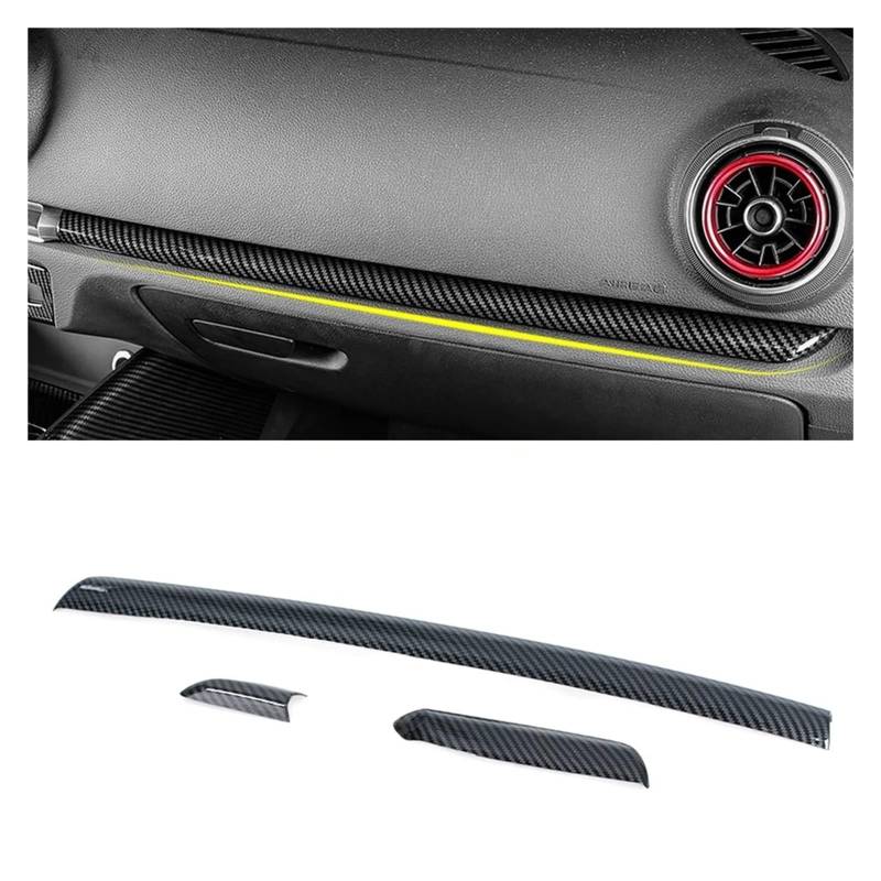 Auto Innendekoration Für A3 S3 RS3 8V 2014 2015 2016 2017 2018 Innenleisten Abdeckung Borte Auto LHD Center Konsole Tür Panel Carbon Faser Trim ABS Interieur Dekor(3pcs Central Control B) von KUVIEZ