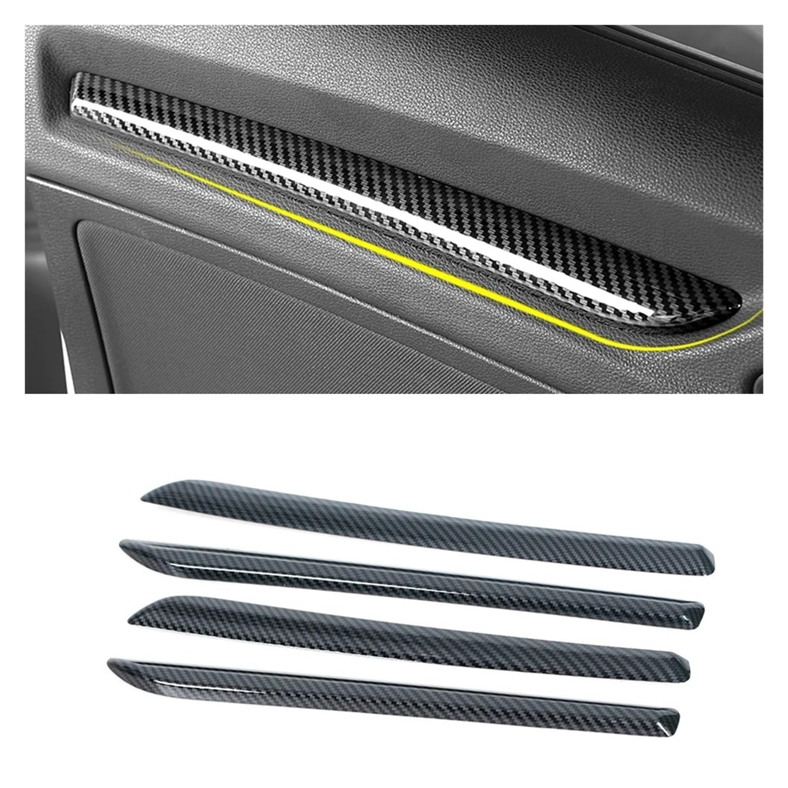 Auto Innendekoration Für A3 S3 RS3 8V 2014 2015 2016 2017 2018 Innenleisten Abdeckung Borte Auto LHD Center Konsole Tür Panel Carbon Faser Trim ABS Interieur Dekor(4pcs Car Door A) von KUVIEZ