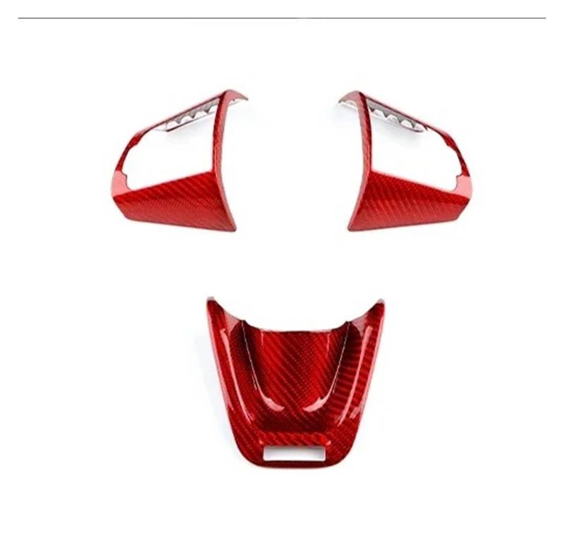 Auto Innendekoration Für Kia Für Stinger 2018 2019 2020 2021 2022 2023 Auto Lenkrad Panel Innen Trim Zubehör Echt Harte Carbon Faser Abdeckung Interieur Dekor(1Set Red Carbon) von KUVIEZ