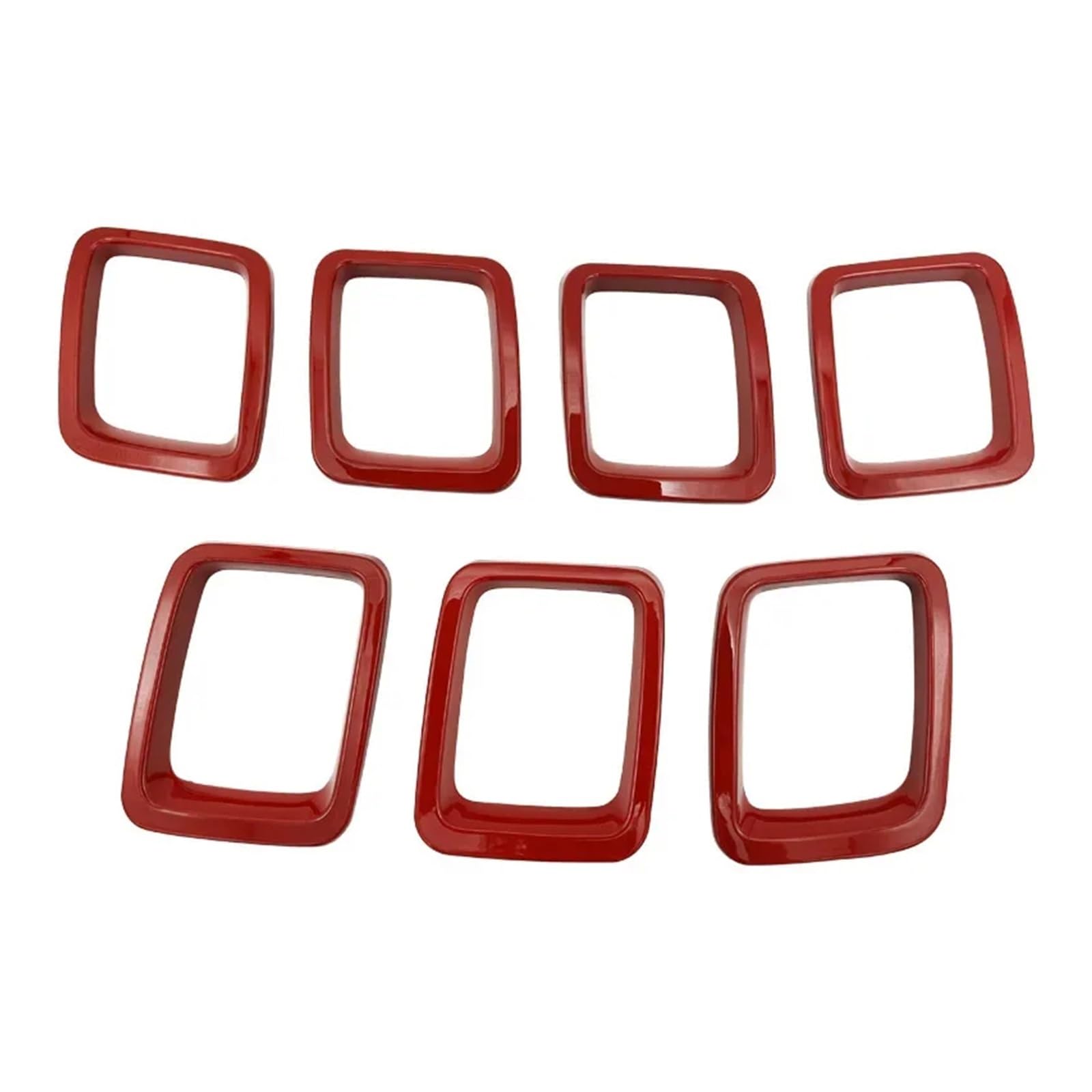 Auto Kühlergrill 7PCS Auto Carbon Grille Einsätze Für Jeep Für Kompass Für MP 2017 2018 2019 2020 ABS Front Grill Abdeckung Rahmen Trimmt Kit Außen Kühlergrill Grill(Rot) von KUVIEZ