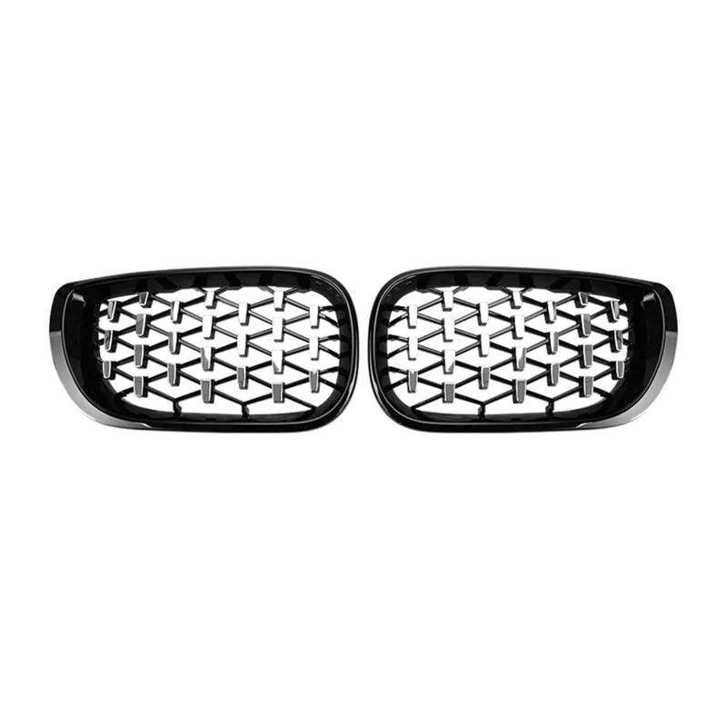 Auto Kühlergrill Für 3er E46 318i 320i 325i 4 Türer 2002 2003 2004 2005 Auto-Front-Nierengrills Diamond Grille Racing Grill Auto ABS Styling Gitter Kühlergrill Grill(Black and Silver) von KUVIEZ