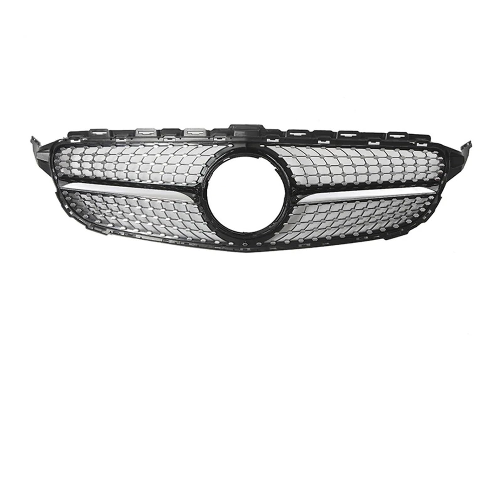 Auto Kühlergrill Für Benz Für C-Klasse W205 2015 2016 2017 2018 C180 C200 C250 C300 Chrom Schwarz Für GTR Style Grille Diamonds Style Front Racing Grille Kühlergrill Grill(Diamond-Chrome Black) von KUVIEZ