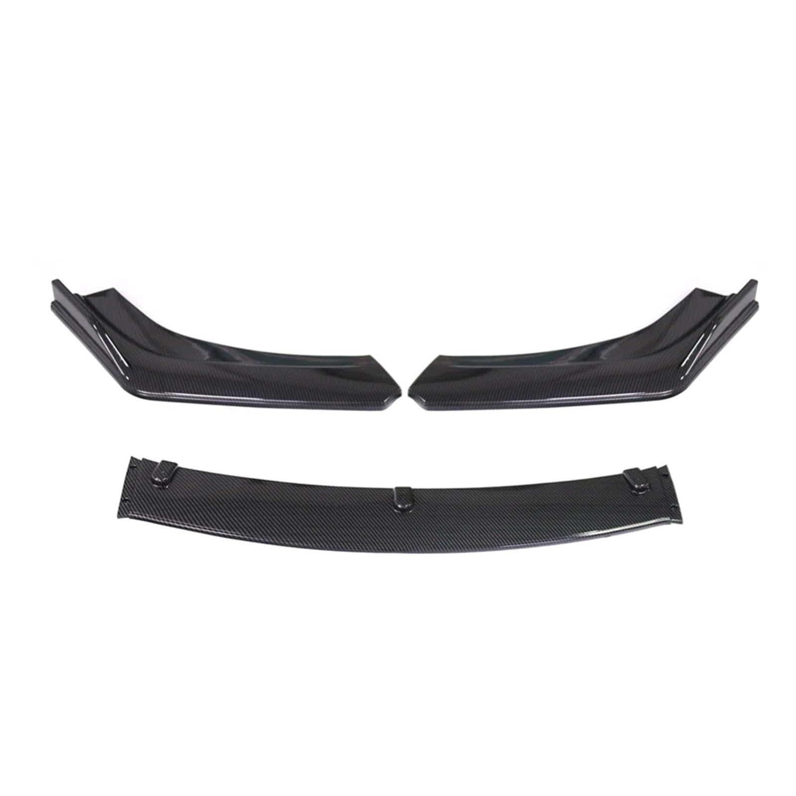 Auto Spoilerlippe 3PCS Universal Auto Vorderen Stoßfänger Lip Body Kit Spoiler Splitter Diffusor Carbon Faser Schwarz Splitter ABS Kunststoff Auto Zubehör Auto-Frontspoiler(Kohlefaser) von KUVIEZ