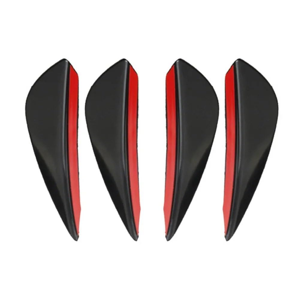Auto Spoilerlippe 4/6 Stücke Universal Auto Tuning Canard Dekor Frontschürze Lip Dekoration Diffusor Splitter Flossen Körper Spoiler Canards Wertigkeit Kinn Auto-Frontspoiler(4PCS Black) von KUVIEZ
