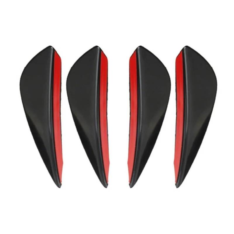 Auto Spoilerlippe 4/6 Stücke Universal Auto Tuning Canard Dekor Frontschürze Lip Dekoration Diffusor Splitter Flossen Körper Spoiler Canards Wertigkeit Kinn Auto-Frontspoiler(4PCS Black) von KUVIEZ