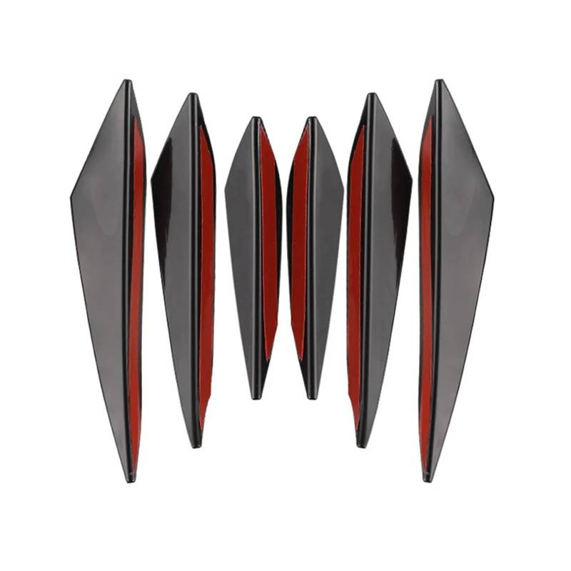 Auto Spoilerlippe 4/6Pcs Auto Zubehör Auto Geändert Canard Dekor Auto Vorderen Stoßfänger Lip Dekoration Diffusor Shunt Fin Körper Spoiler Canard Wertigkeit Auto-Frontspoiler(6pcs Black) von KUVIEZ