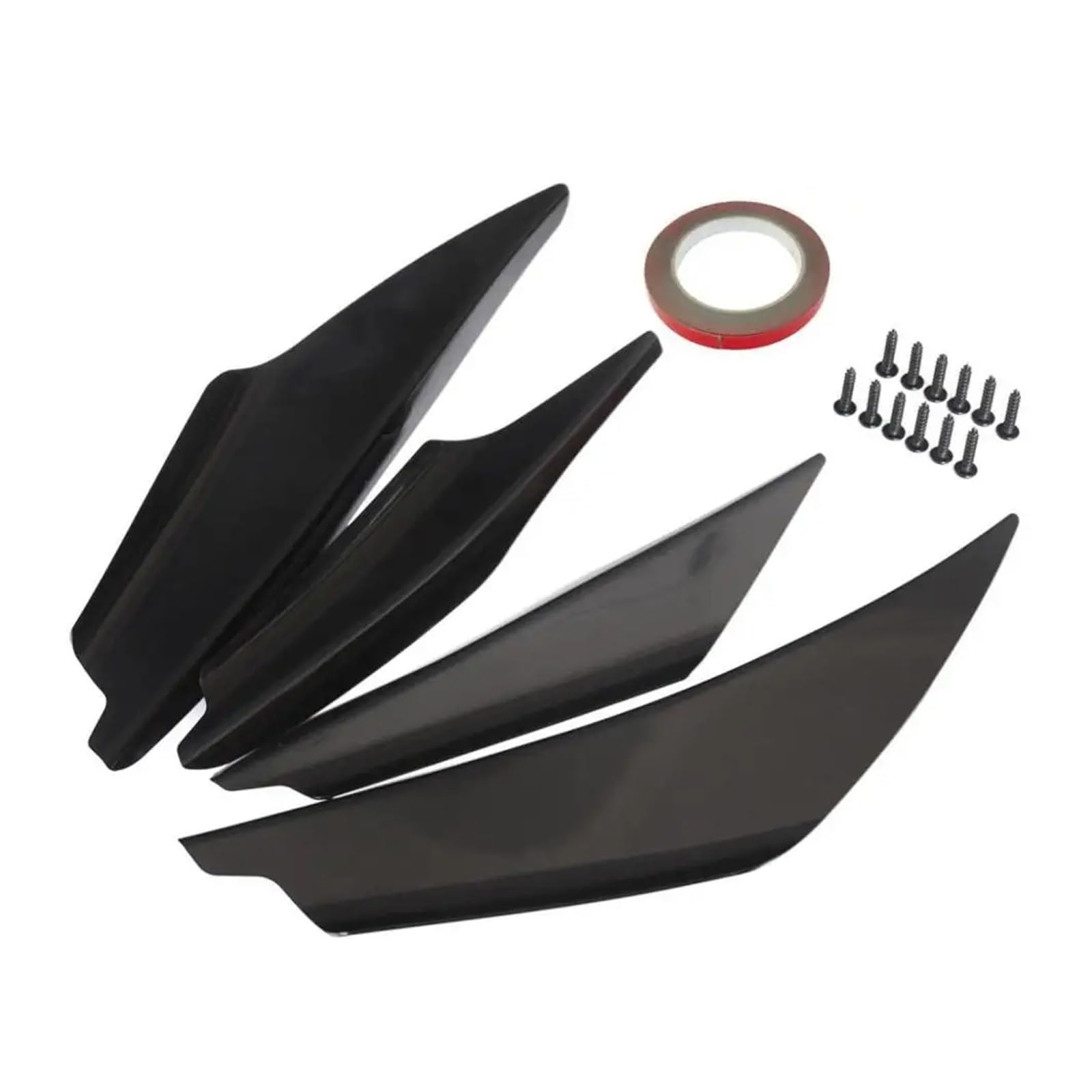 Auto Spoilerlippe 4-teiliges Universal-Auto-Frontstoßstangen-Spoiler-Set Kratzstreifen Kohlefaser Auto-Frontstoßstange Körperlippe Canards Splitter-Trim-Kits Auto-Frontspoiler(Schwarz) von KUVIEZ