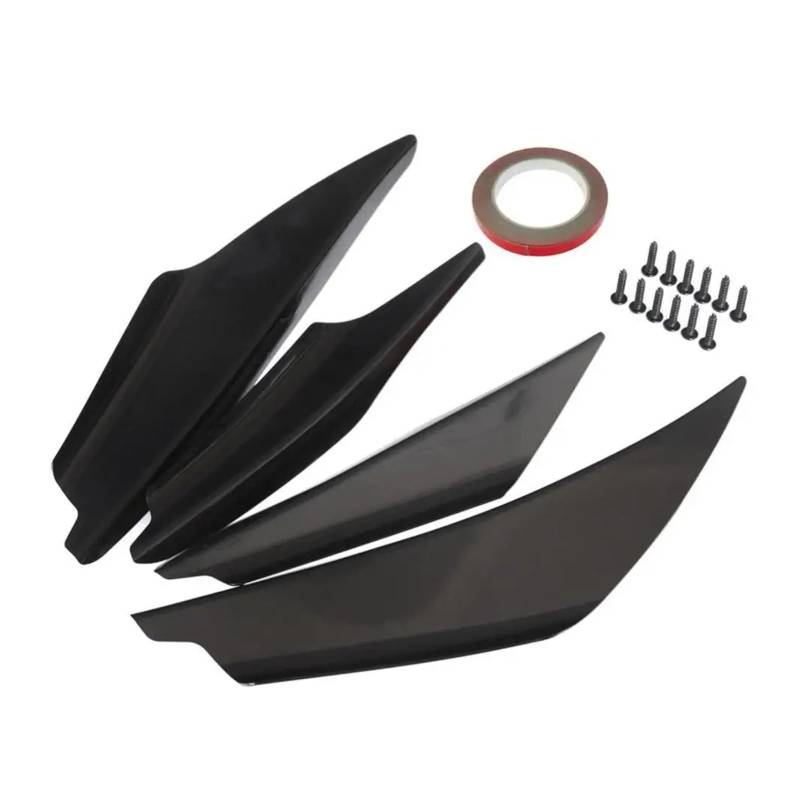 Auto Spoilerlippe 4-teiliges Universal-Auto-Frontstoßstangen-Spoiler-Set Kratzstreifen Kohlefaser Auto-Frontstoßstange Körperlippe Canards Splitter-Trim-Kits Auto-Frontspoiler(Schwarz) von KUVIEZ