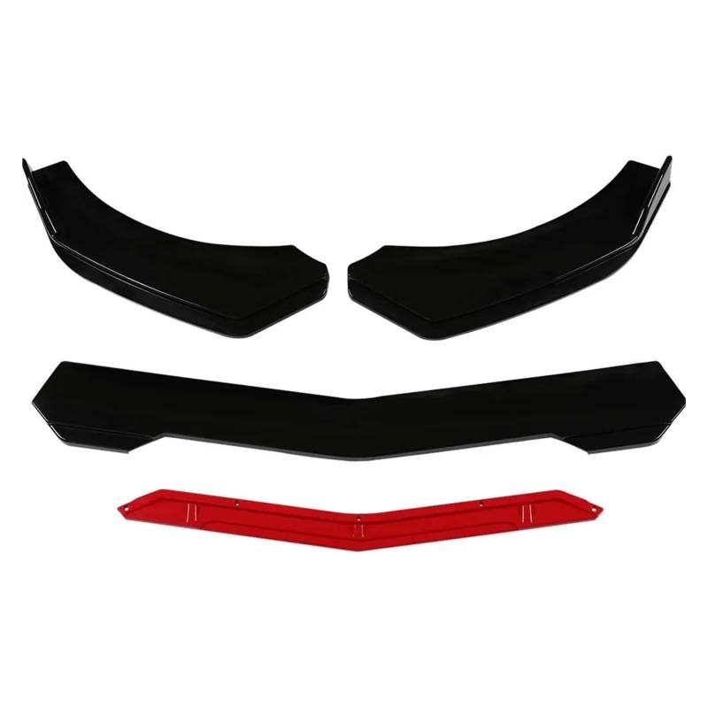 Auto Spoilerlippe 5 Teile/Satz Universal Auto Vorderen Stoßfänger Lippe Kinn Spoiler Splitter Diffusor Körper Kit Schwarz Carbon Druck Außen Zubehör Teile Auto-Frontspoiler(Rot) von KUVIEZ