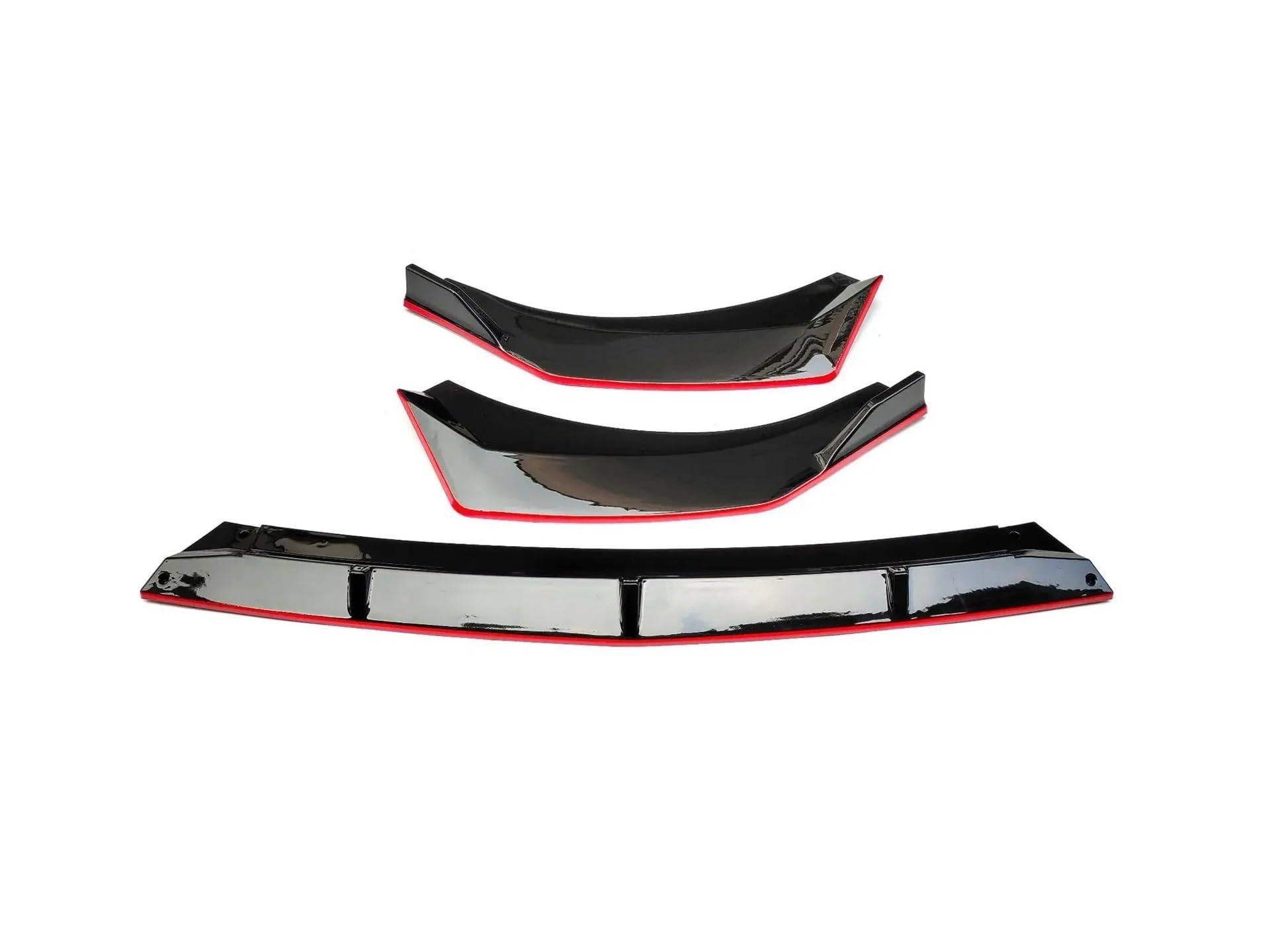 Auto Spoilerlippe Front Stoßstange Splitter Lip Diffusor Spoiler Rock Körper Kit Dekorative Streifen Schaufel Für Hyundai Für Elantra CN7 2020 2021 Auto-Frontspoiler(Gloss Black Red line) von KUVIEZ