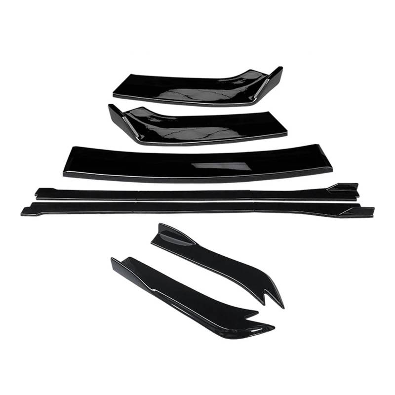 Auto Spoilerlippe Für Benz C-Klasse W204 C63 2007 08 09 10 11 12 13 2014 Auto Body Kit Front Stoßstange Splitter Lip Spoiler Seite Röcke Hinten Wrap Winkel ABS Auto-Frontspoiler(Gloss Black) von KUVIEZ