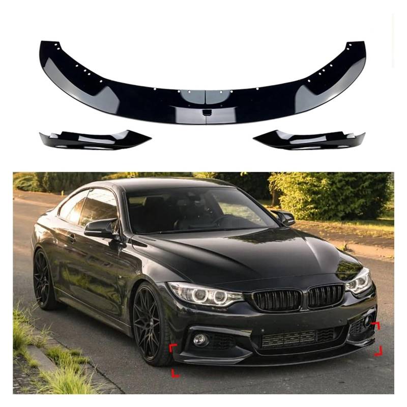 Auto Spoilerlippe Für F32 F33 F36 4 Serie 420i 425i 430i 440i M440i 2014 15 16 17 18 19 2020 Für MP Stil Vorderen Stoßfänger Lip Spoiler Splitter Diffusor Abdeckung Auto-Frontspoiler(Glossy Black) von KUVIEZ