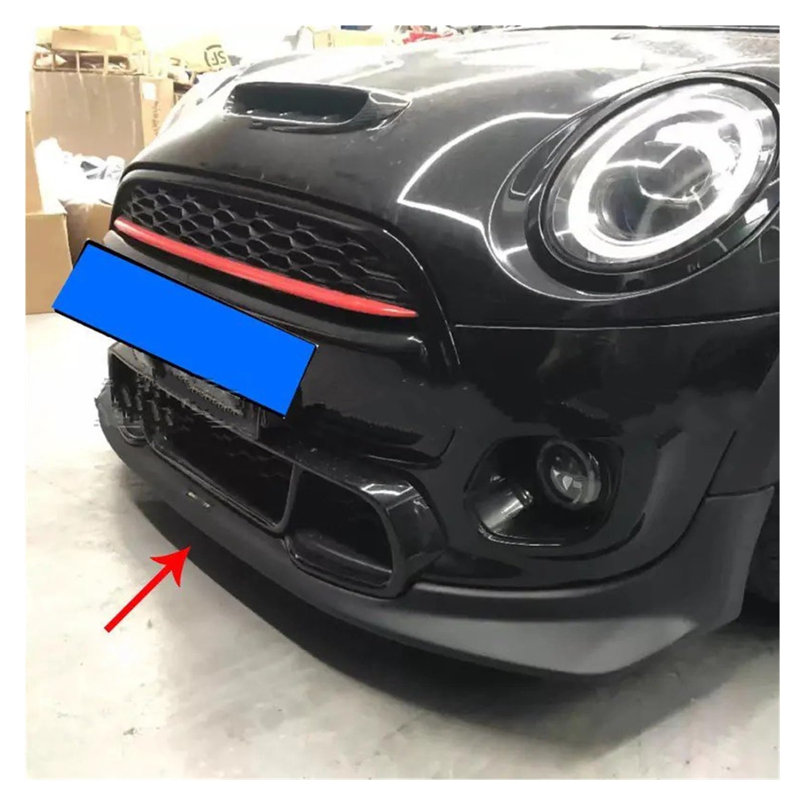 Auto Spoilerlippe Für F56 Für Mini Für Cooper S 2PCS Auto Body Kit Spoiler Ente Lip Schutz Abdeckung Carbon Front Stoßstange Lip Splitter (Nur Für JCW Vorne) Auto-Frontspoiler(2PCS UNPAINTED) von KUVIEZ
