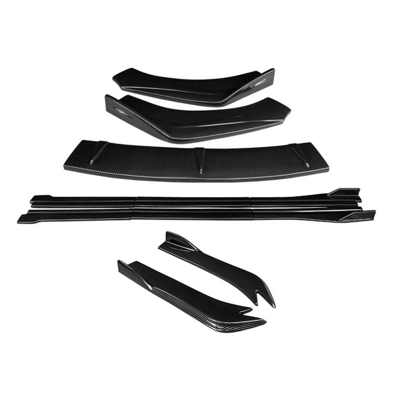 Auto Spoilerlippe Für RS7 2014 2015 2016 Auto Zubehör Front Stoßstange Splitter Lip Body Kit Spoiler Seite Röcke Extensions Hinten Wrap Winkel Auto-Frontspoiler(Kohlefaser-Optik) von KUVIEZ