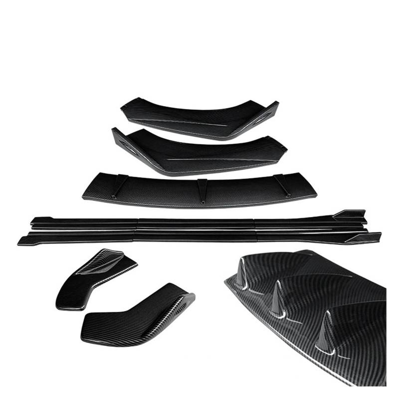 Auto Spoilerlippe Für TT Für TTRS 2004-2019 ABS Auto Front Stoßstange Splitter Lip Body Kit Spoiler Hinten Wrap Winkel Shark Fins Seite Röcke Extensions Auto-Frontspoiler(Carbon Fiber Look B 15-19) von KUVIEZ