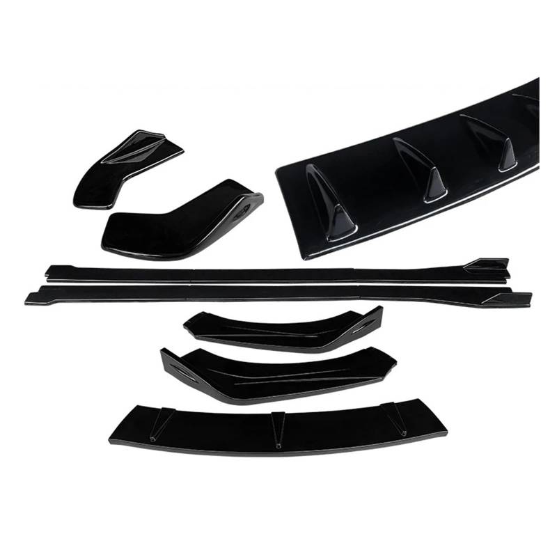 Auto Spoilerlippe Für TT Für TTRS 2004-2019 ABS Auto Front Stoßstange Splitter Lip Body Kit Spoiler Hinten Wrap Winkel Shark Fins Seite Röcke Extensions Auto-Frontspoiler(Gloss Black A) von KUVIEZ