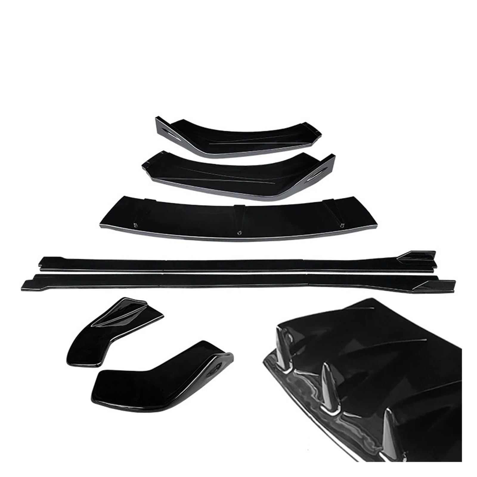Auto Spoilerlippe Für TT Für TTRS 2004-2019 ABS Auto Front Stoßstange Splitter Lip Body Kit Spoiler Hinten Wrap Winkel Shark Fins Seite Röcke Extensions Auto-Frontspoiler(Gloss Black A 15-19) von KUVIEZ