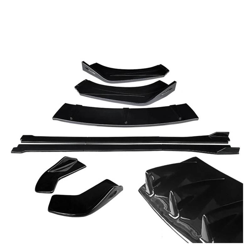 Auto Spoilerlippe Für TT Für TTRS 2004-2019 ABS Auto Front Stoßstange Splitter Lip Body Kit Spoiler Hinten Wrap Winkel Shark Fins Seite Röcke Extensions Auto-Frontspoiler(Gloss Black A 15-19) von KUVIEZ
