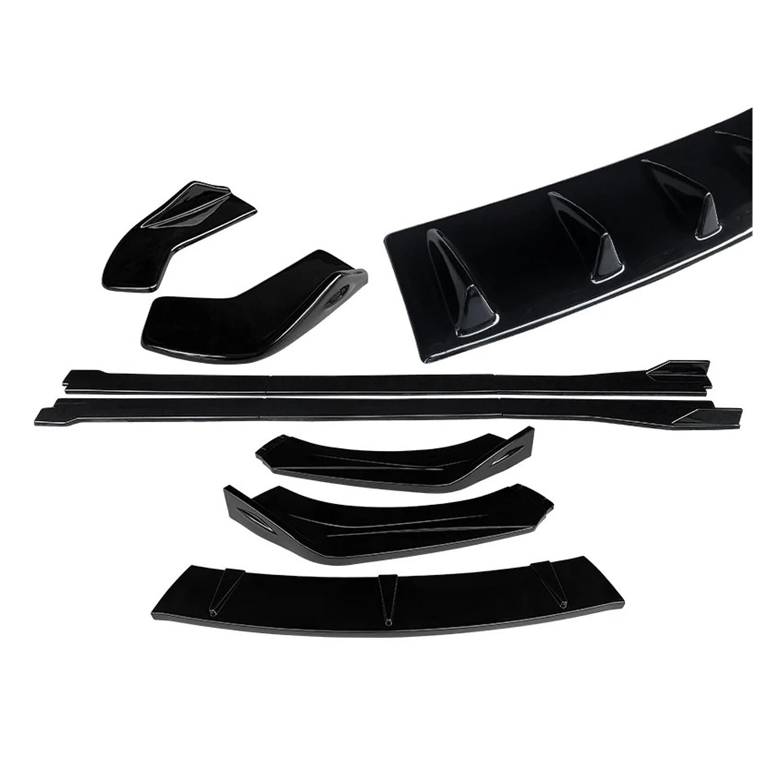 Auto Spoilerlippe Für TT Für TTRS 2004-2019 ABS Auto Front Stoßstange Splitter Lip Body Kit Spoiler Hinten Wrap Winkel Shark Fins Seite Röcke Extensions Auto-Frontspoiler(Gloss Black B) von KUVIEZ