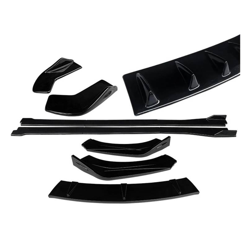 Auto Spoilerlippe Für TT Für TTRS 2004-2019 ABS Auto Front Stoßstange Splitter Lip Body Kit Spoiler Hinten Wrap Winkel Shark Fins Seite Röcke Extensions Auto-Frontspoiler(Gloss Black B) von KUVIEZ