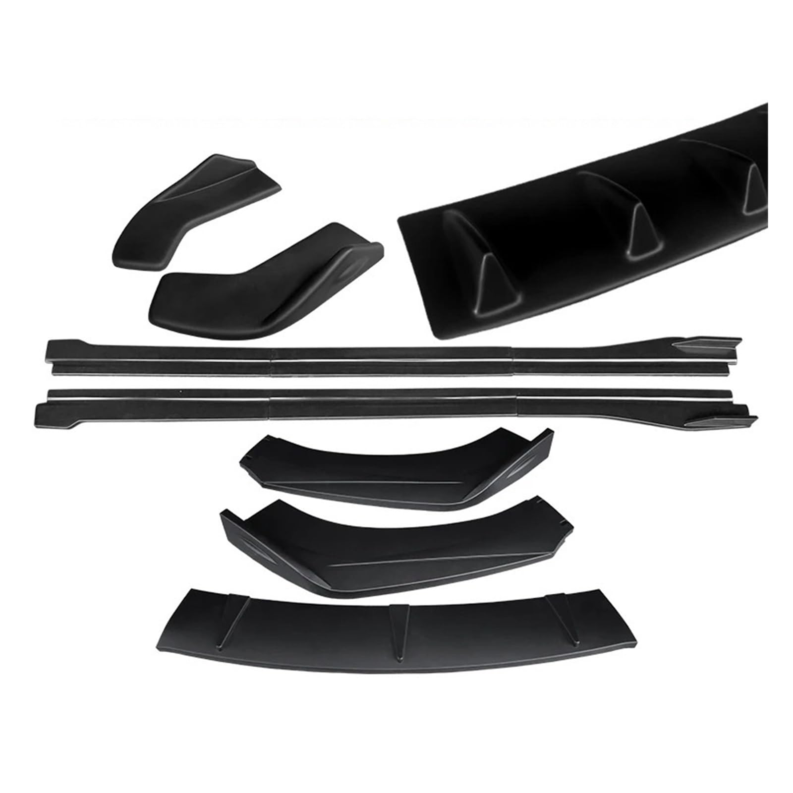Auto Spoilerlippe Für TT Für TTRS 2004-2019 ABS Auto Front Stoßstange Splitter Lip Body Kit Spoiler Hinten Wrap Winkel Shark Fins Seite Röcke Extensions Auto-Frontspoiler(Matte Black A) von KUVIEZ