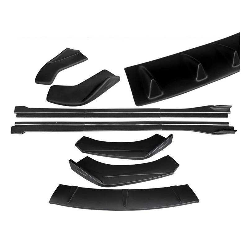 Auto Spoilerlippe Für TT Für TTRS 2004-2019 ABS Auto Front Stoßstange Splitter Lip Body Kit Spoiler Hinten Wrap Winkel Shark Fins Seite Röcke Extensions Auto-Frontspoiler(Matte Black A) von KUVIEZ