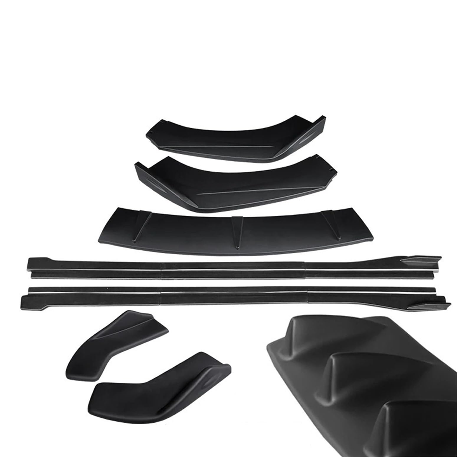 Auto Spoilerlippe Für TT Für TTRS 2004-2019 ABS Auto Front Stoßstange Splitter Lip Body Kit Spoiler Hinten Wrap Winkel Shark Fins Seite Röcke Extensions Auto-Frontspoiler(Matte Black B 15-19) von KUVIEZ