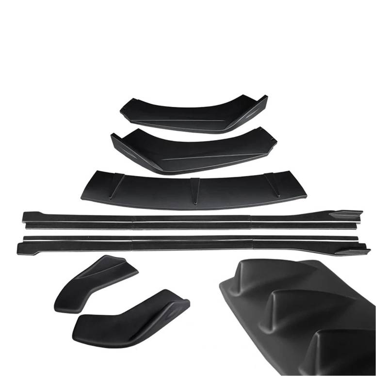 Auto Spoilerlippe Für TT Für TTRS 2004-2019 ABS Auto Front Stoßstange Splitter Lip Body Kit Spoiler Hinten Wrap Winkel Shark Fins Seite Röcke Extensions Auto-Frontspoiler(Matte Black B 15-19) von KUVIEZ