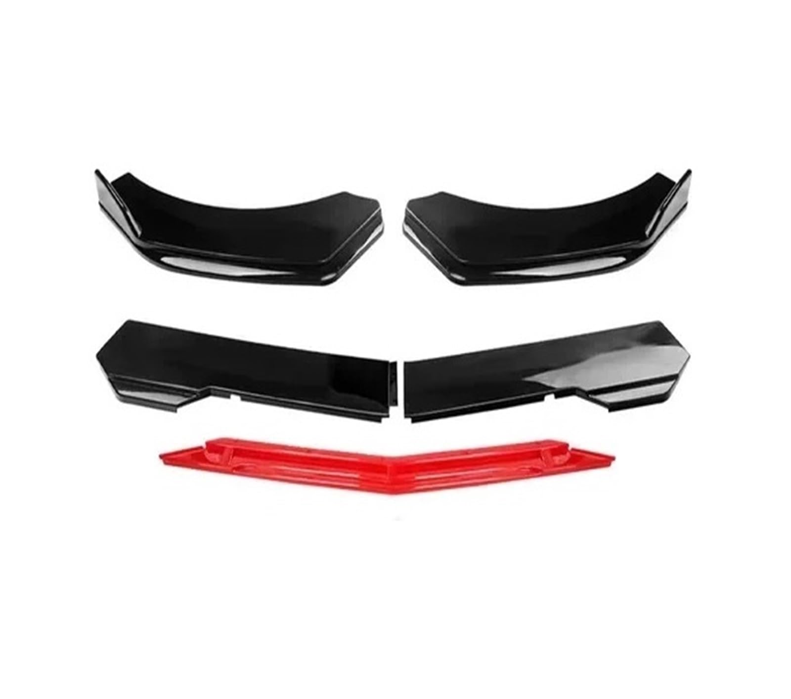 Auto Spoilerlippe Universal Die Meisten Auto-Frontstoßstangenlippe Scharfer Glanz Schwarz Rot TongueChin Spoiler Splitter Diffuser Body Kit Trim Air Dam Protector Auto-Frontspoiler(A-Black) von KUVIEZ