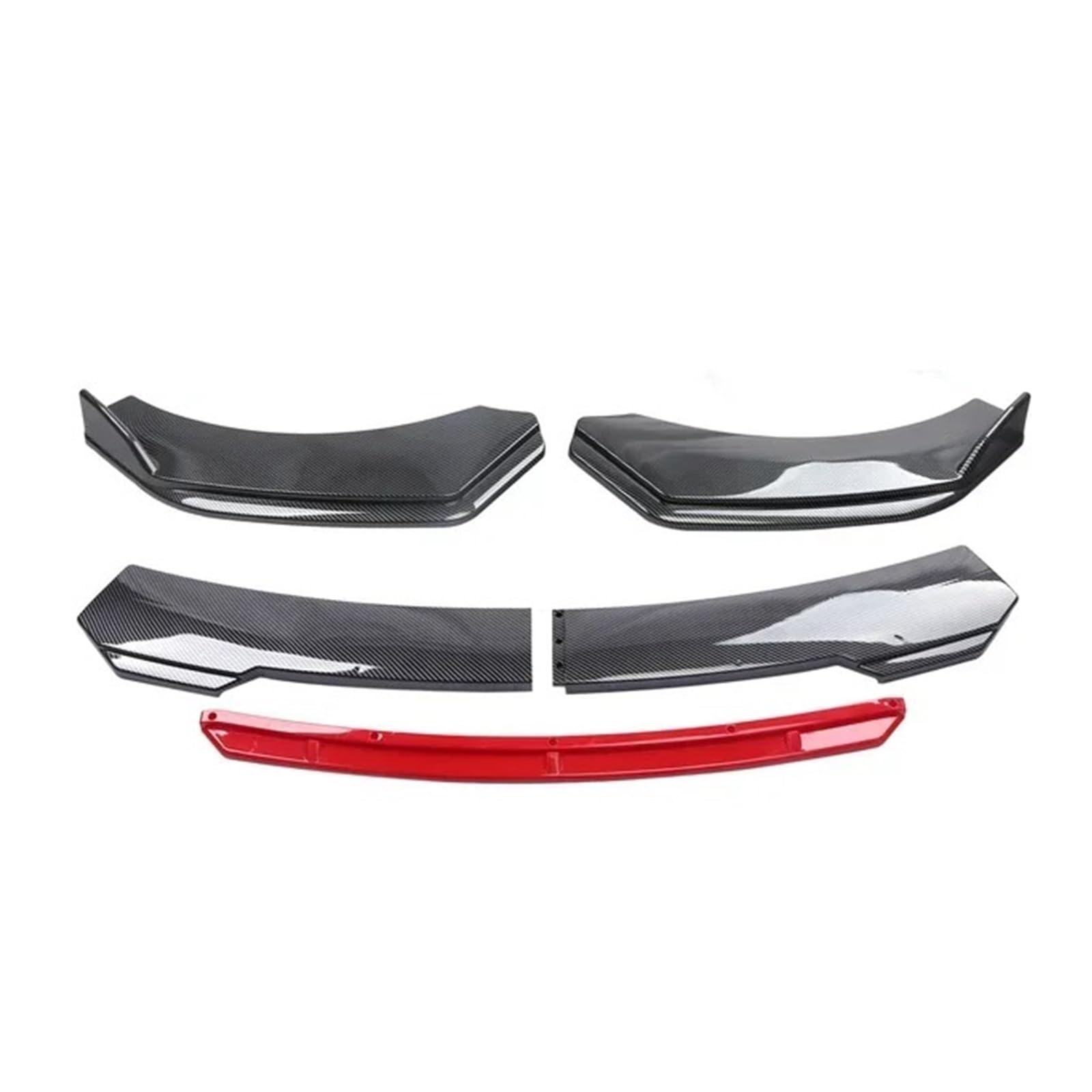 Auto Spoilerlippe Universal Die Meisten Auto-Frontstoßstangenlippe Scharfer Glanz Schwarz Rot TongueChin Spoiler Splitter Diffuser Body Kit Trim Air Dam Protector Auto-Frontspoiler(B-Carbon Black) von KUVIEZ